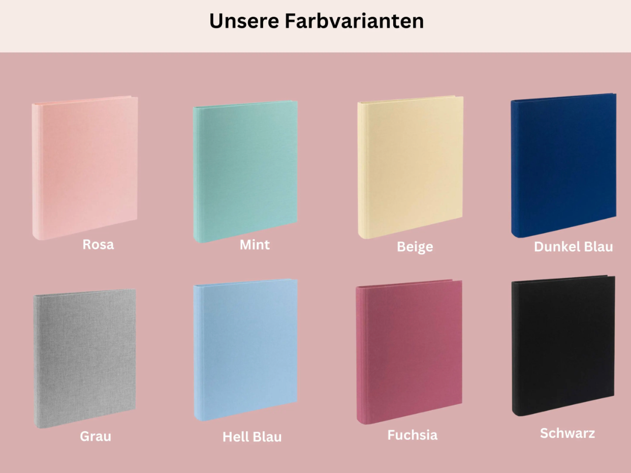 Personalisierte Zeugnismappe aus Leinen | Mit Namen | Ringbuch für Kinder & Einschulung