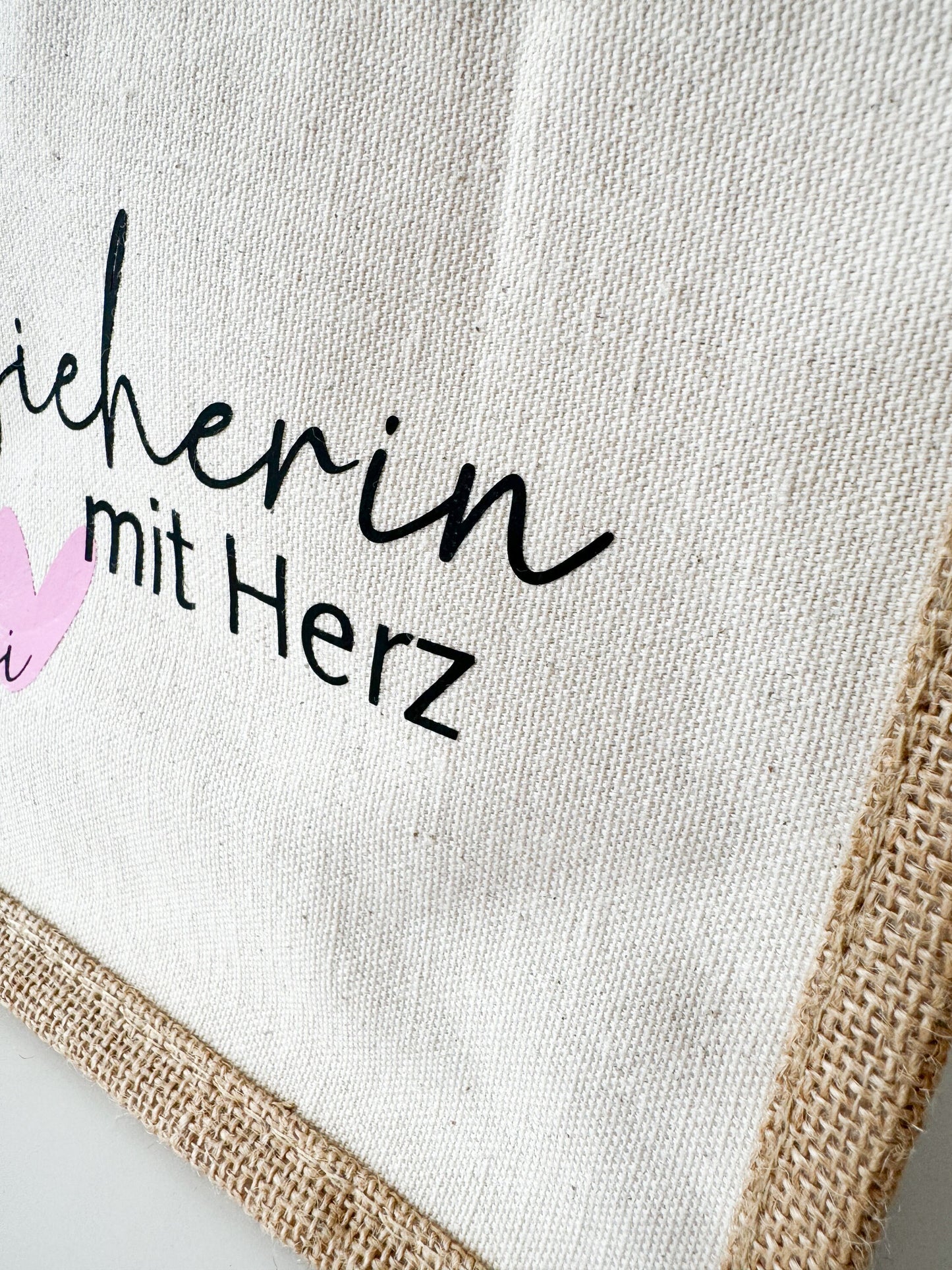 Jutetasche Erzieherin mit Herz | Geschenktasche | Dankeschön | Lehrerin Abschiedsgeschenk | personalisiert