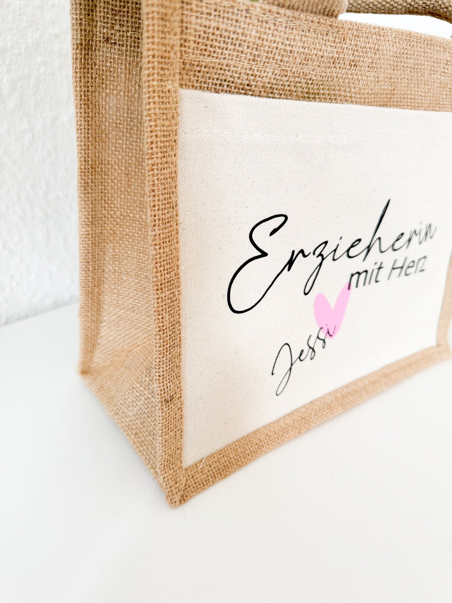 Jutetasche Erzieherin mit Herz | Geschenktasche | Dankeschön | Lehrerin Abschiedsgeschenk | personalisiert