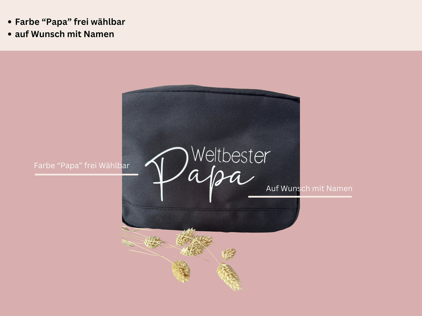 Personalisierte Kulturtasche für Männer | Vatertag | Bester Papa | Geschenkidee | Kulturbeutel