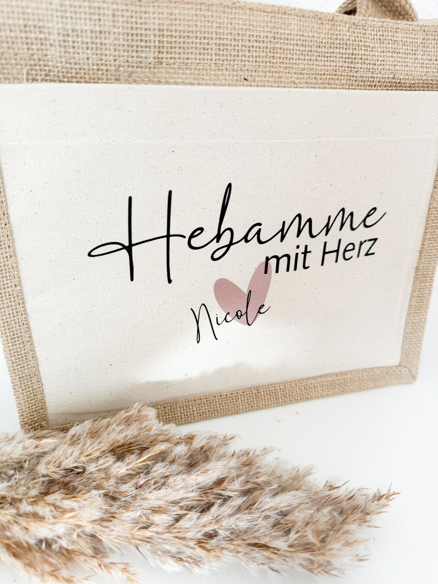 Jute Tasche Hebamme mit Herz | Geschenk Hebamme | Jute Beutel | Personalisierte Geschenke | Kleines Geschenk | Danke | Beste Hebamme