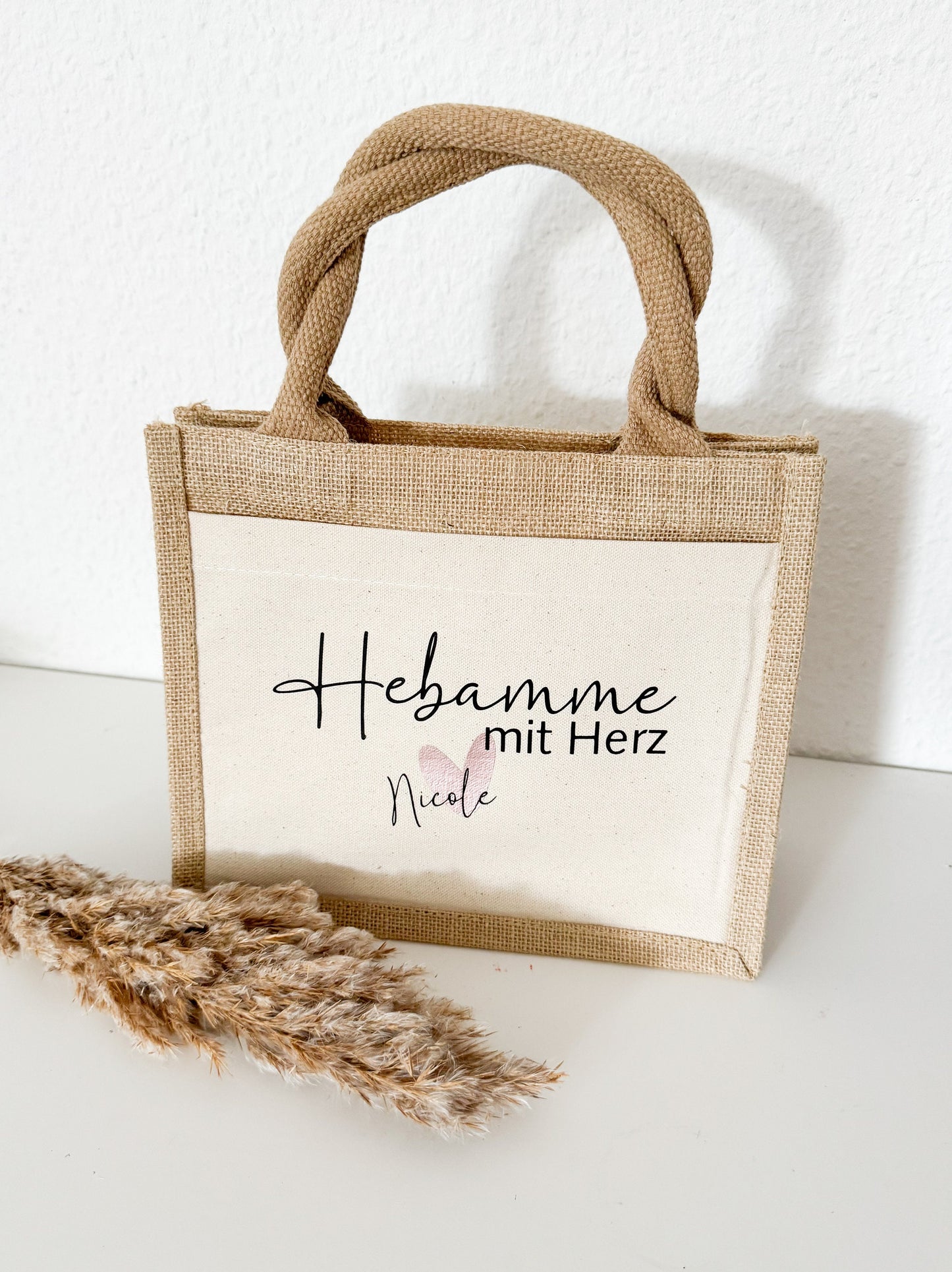 Jute Tasche Hebamme mit Herz | Geschenk Hebamme | Jute Beutel | Personalisierte Geschenke | Kleines Geschenk | Danke | Beste Hebamme