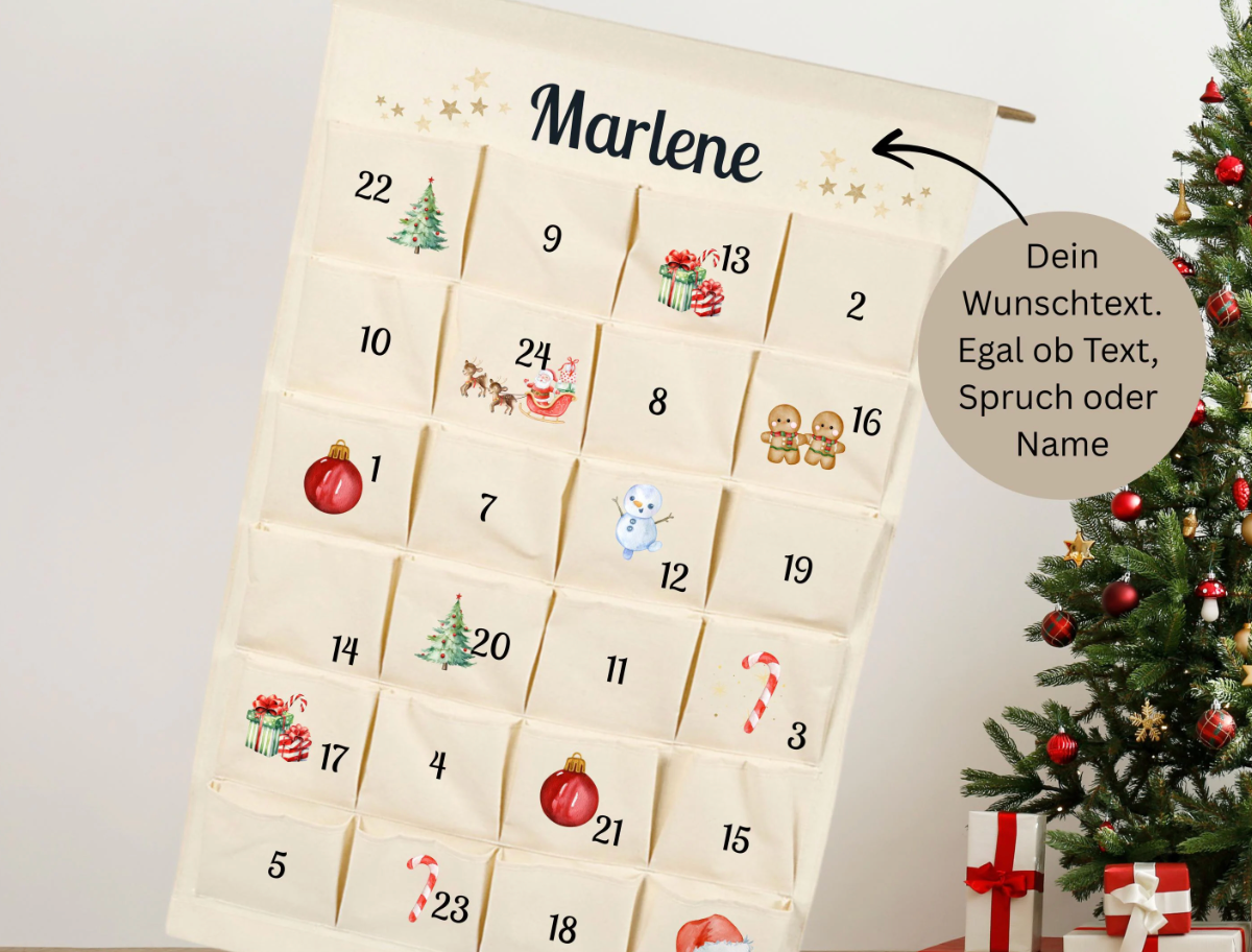 personalisierung adventskalender weihnachtliches motiv