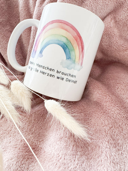 Tasse "Kleine Menschen brauchen so große Herzen wie Deins"| personalisiert | Abschiedsgeschenk Kita Erzieherin | Geschenkidee | Wunschtext