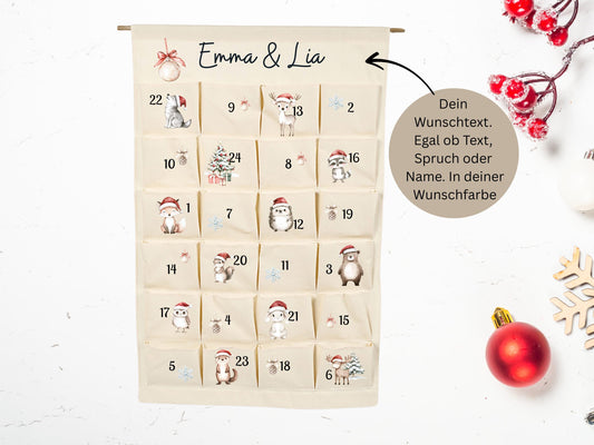Gesamtansicht adventskalender Waldtiere