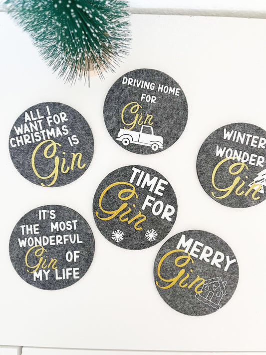 Weihnachtliche Untersetzer für Gin Trinker, Weihnachten, Tischdeko, Geschenkidee, Untersetzer Gin, Filz