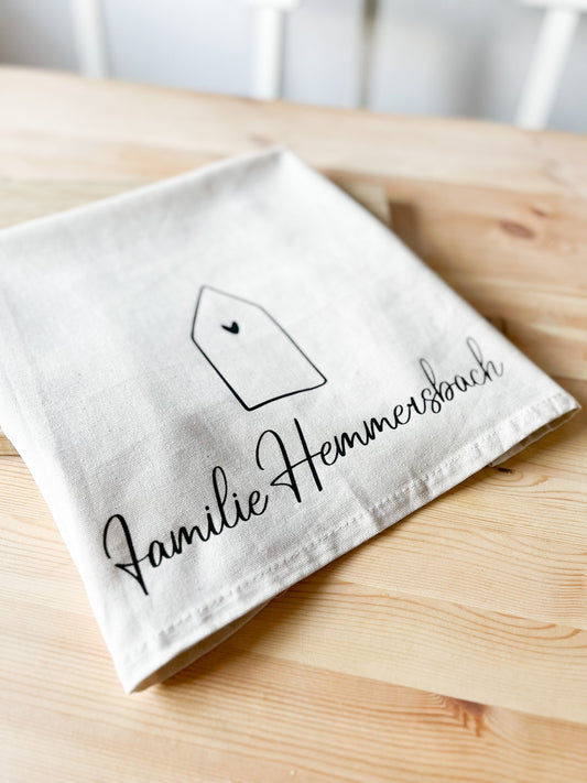 Sonderwunsch Personalisiertes Geschirrtuch Abtrockentuch, Geburtstag, Einzug, Bauherren, Weihnachten
