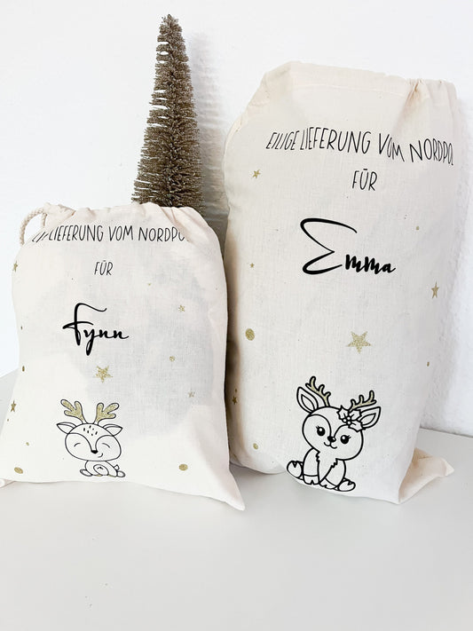 Geschenkesack Weihnachten personalisiert, Nikolaus, Geschenkeverpackung