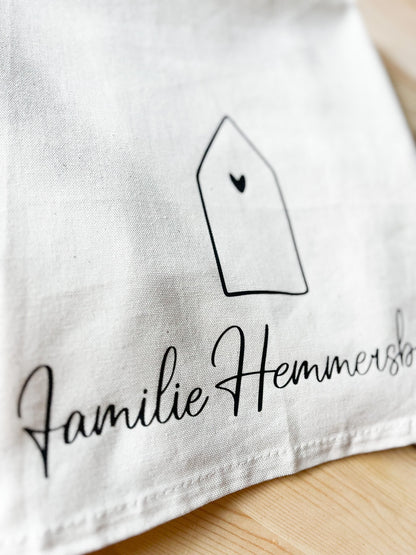 Personalisiertes Geschirrtuch Abtrockentuch, Geburtstag, Einzug, Bauherren, Weihnachten