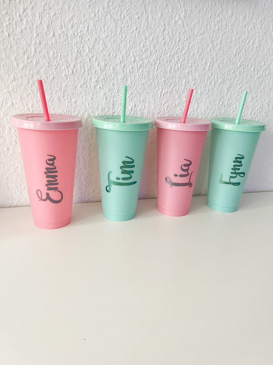 Trinkbecher mit Deckel und Strohalm 700ml personalisiert, Sommer, Kinderbecher, JGA, Kindergeburtstag