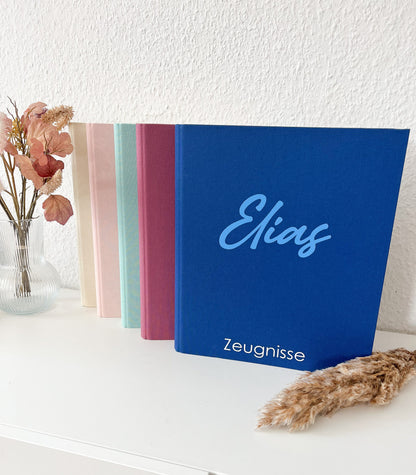 Zeugnismappe Leinen personalisierbar DIN A4 Witmung Geschenkidee zur Einschulung Einschulung 2025