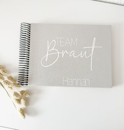 Erinnerungsalbum JGA | Brautparty Fotoalbum | personalisiertes Album aus Leinen | Team Braut | Junggesellinnenabschied