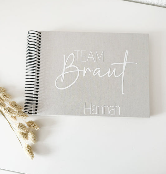 Erinnerungsalbum JGA | Brautparty Fotoalbum | personalisiertes Album aus Leinen | Team Braut | Junggesellinnenabschied