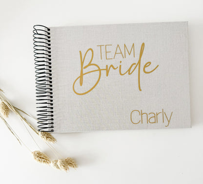 Erinnerungsalbum Junggesellenabschied | Brautparty Fotoalbum | personalisiertes Album aus Leinen | Team Bride | JGA