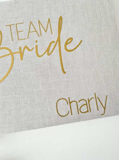 Erinnerungsalbum Junggesellenabschied | Brautparty Fotoalbum | personalisiertes Album aus Leinen | Team Bride | JGA