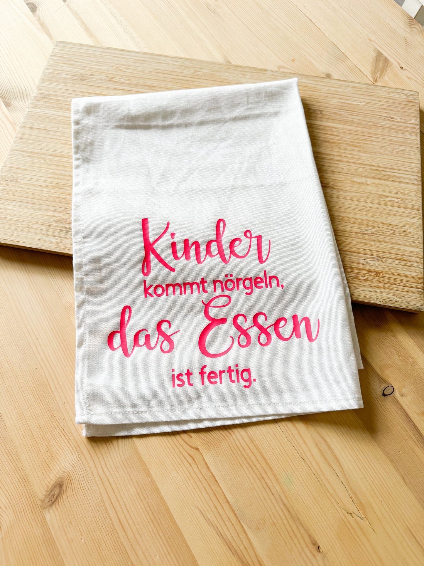 Geschirrtuch Abtrockentuch | Muttertag |Geburtstag | Einzug | lustig | Kinder kommt nörgeln das Essen ist fertig