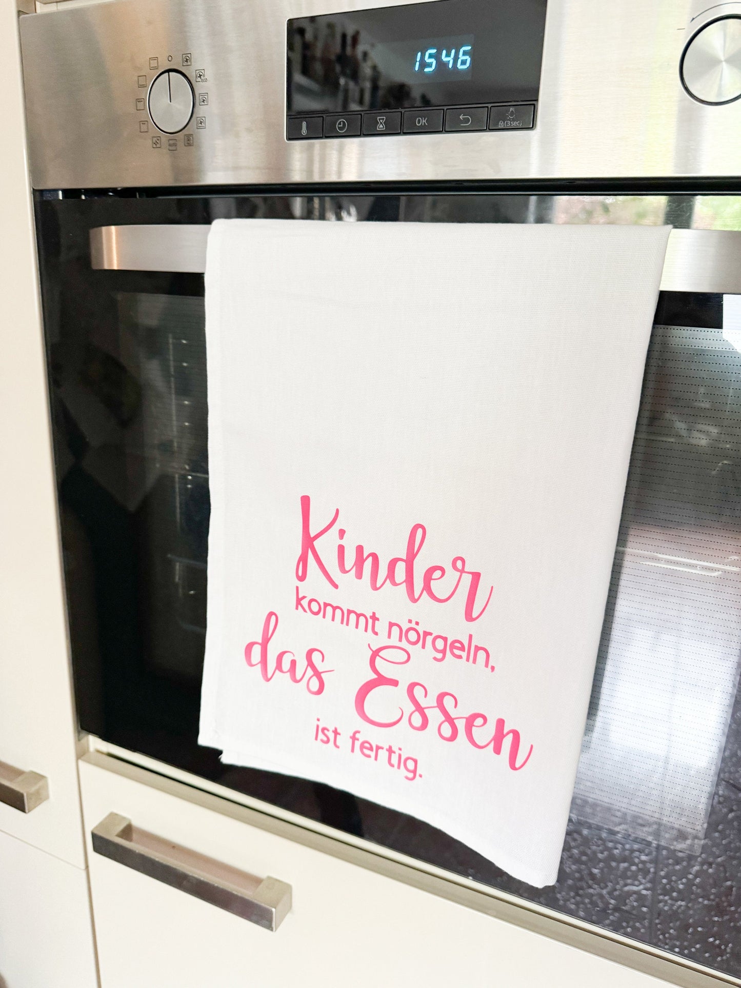 Geschirrtuch Abtrockentuch | Muttertag |Geburtstag | Einzug | lustig | Kinder kommt nörgeln das Essen ist fertig