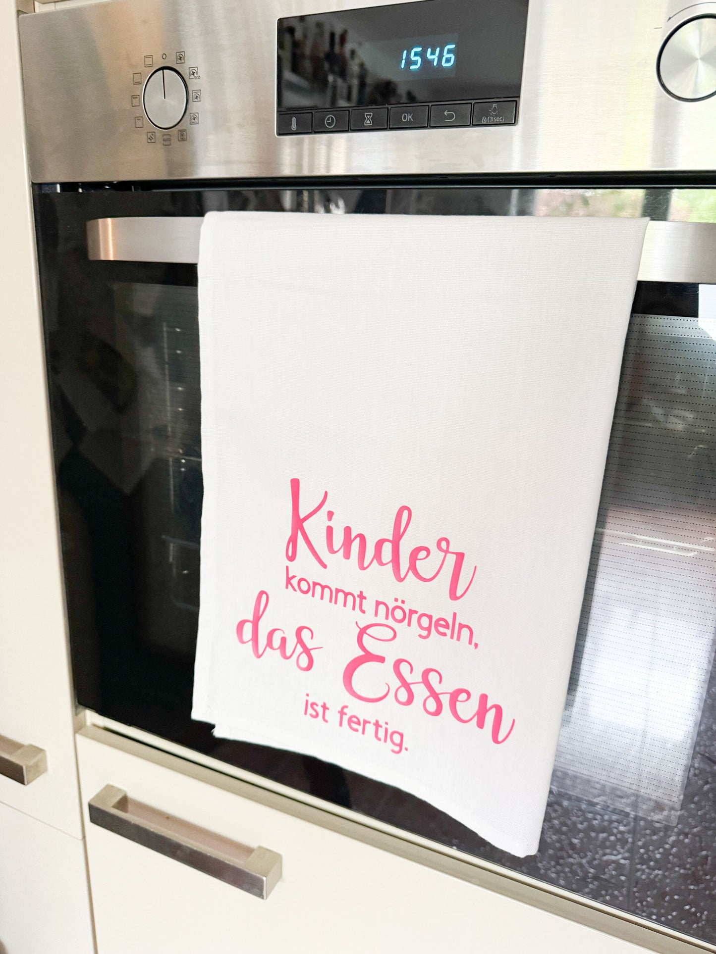 Geschirrtuch Abtrockentuch | Muttertag |Geburtstag | Einzug | lustig | Kinder kommt nörgeln das Essen ist fertig