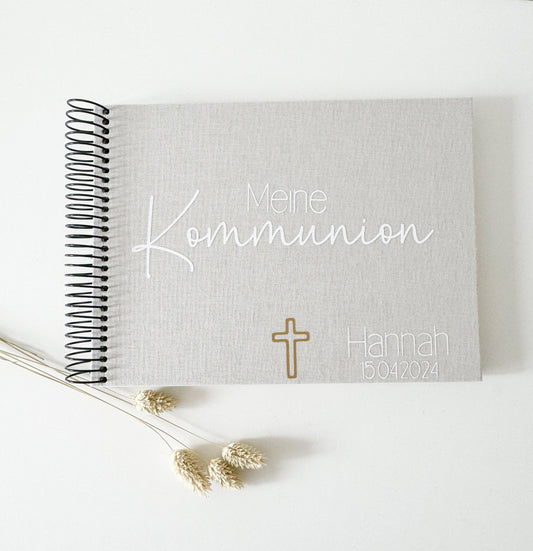 Erinnerungsalbum Konfirmation Kommunion|  Fotoalbum | personalisiertes Album aus Leinen | Gästebuch | Jugendweihe