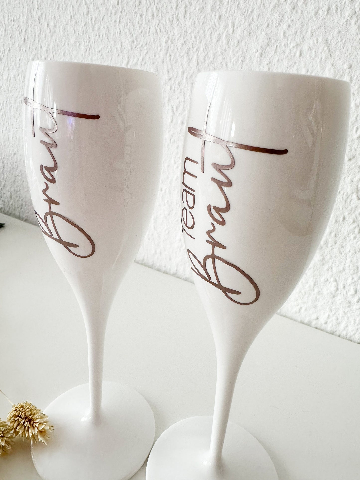 Personalisiertes Sektglas zum JGA | Sektglas mit Namen zum Junggesellinnenabschied | Mehrweg | Geschirrspülfest | für Frauen