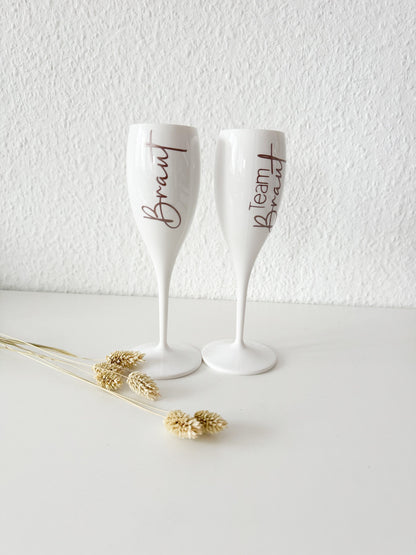Personalisiertes Sektglas zum JGA | Sektglas mit Namen zum Junggesellinnenabschied | Mehrweg | Geschirrspülfest | für Frauen
