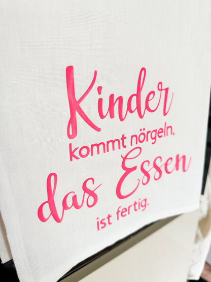 Geschirrtuch Abtrockentuch | Muttertag |Geburtstag | Einzug | lustig | Kinder kommt nörgeln das Essen ist fertig