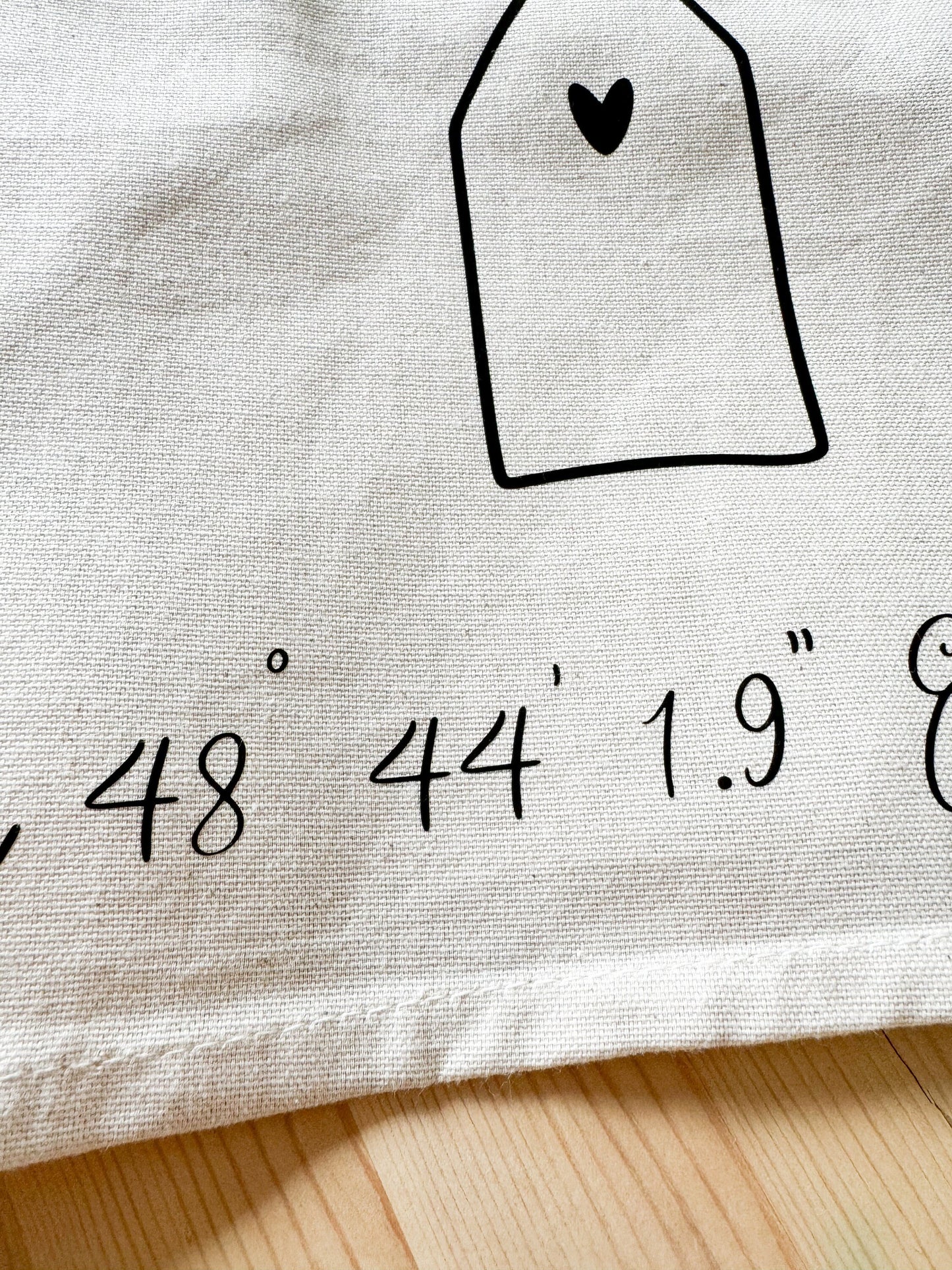 Personalisiertes Geschirrtuch | Breitengrad |Abtrockentuch | Geburtstag | Einzug |Bauherren | Muttertag