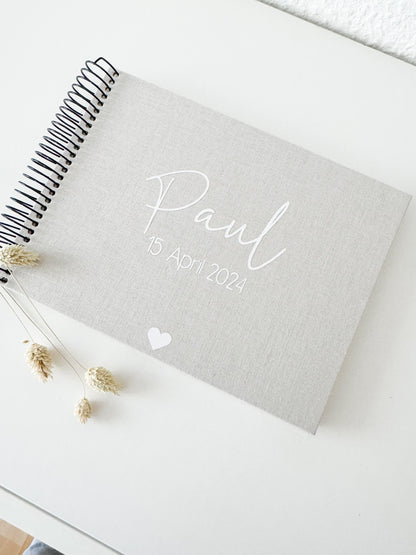 Personalisiertes Fotoalbum Geburt | Geburtstag | Kommunion | Taufe | Geschenk Baby Geburt | Fotoalbum Leinen