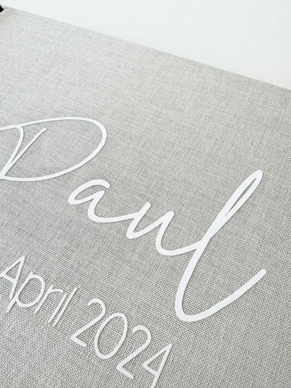 Personalisiertes Fotoalbum Geburt | Geburtstag | Kommunion | Taufe | Geschenk Baby Geburt | Fotoalbum Leinen