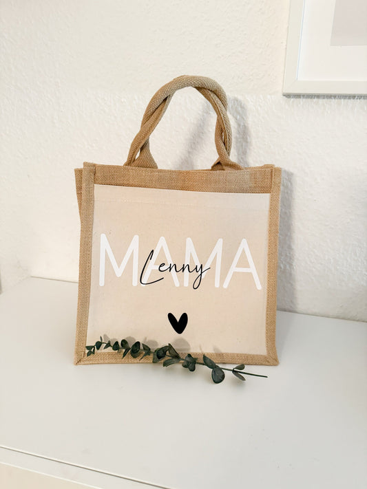 Jute Tasche Mama | Geschenk Mama mit Namen | Jute Beutel | Personalisierte Geschenke | Kleines Geschenk | Danke