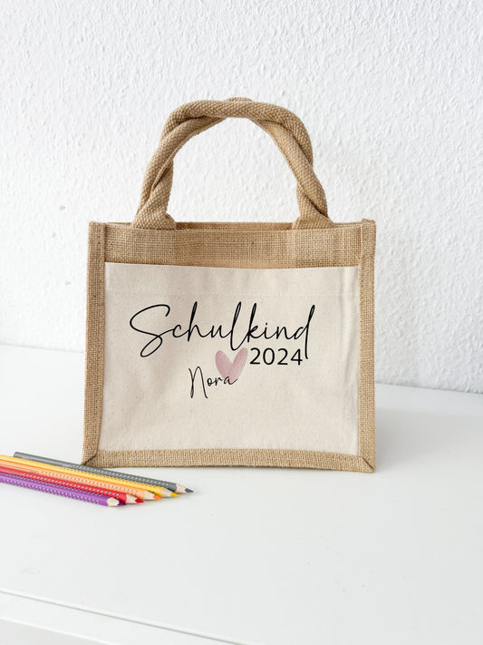 Jute Tasche Schulkind 2025 | Geschenk Einschulung mit Namen | Jute Beutel | Personalisierte Geschenke | Kleines Geschenk | Danke