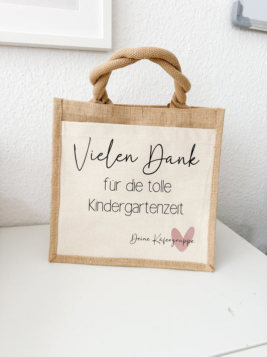 Jutetasche Danke für die tolle Kindergartenzeit Schulzeit| Geschenktasche | Dankeschön |  Kindergarten | Abschiedsgeschenk | personalisiert