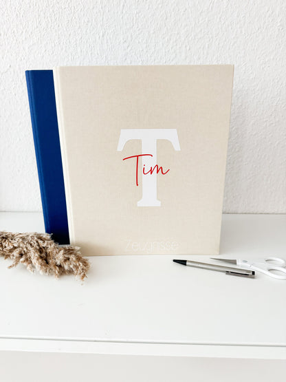 Zeugnismappe Leinen | mit Namen personalisiert | Einschulung | Dokumentenmappe | Ringbuch | Zeugnismappe für Kinder