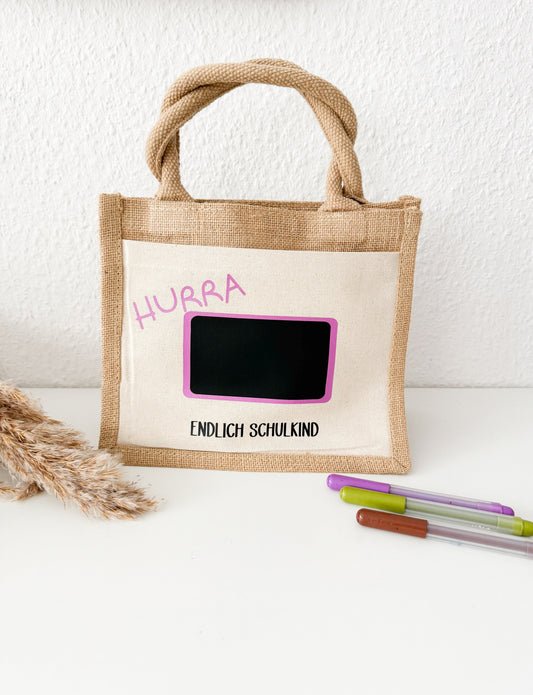 Beschreibbare Jute Tasche Schulkind 2025  | Geschenk Einschulung | Tafel | Jute Beutel | Personalisierte Geschenke | Kleines Geschenk