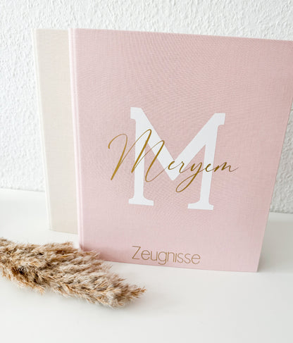 Zeugnismappe Leinen | mit Namen personalisiert | Einschulung | Dokumentenmappe | Ringbuch | Zeugnismappe für Kinder