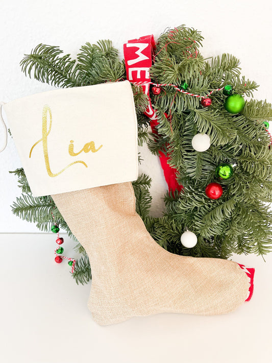 Personalisierter Nikolausstiefel, Weihnachtsstiefel, Weihnachtsstrumpf, Weihnachtsgeschenk, zum Aufhängen, Kamin