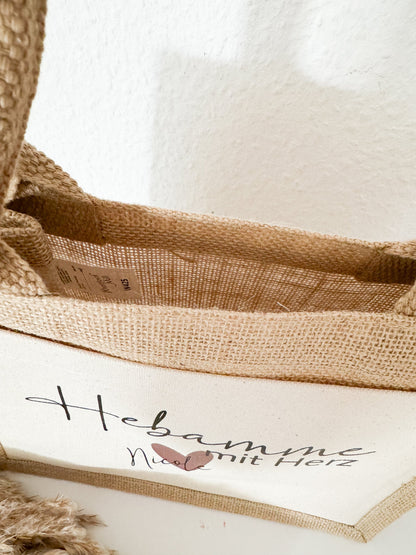 Jute Tasche Hebamme mit Herz | Geschenk Hebamme | Jute Beutel | Personalisierte Geschenke | Kleines Geschenk | Danke | Beste Hebamme