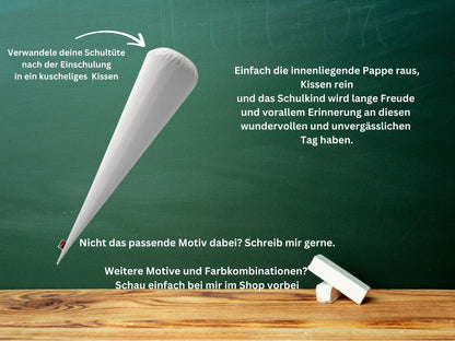 Schultüte aus Stoff | Wunschmotiv | Personalisiert mit Namen | Wunschname | Junge | Rot Schwarz