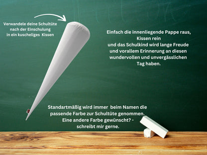 Schultüte aus Stoff | mit Initialen| Personalisiert mit Namen | Wunschname | Mädchen | Junge