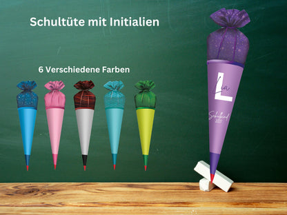 Schultüte aus Stoff | mit Initialen| Personalisiert mit Namen | Wunschname | Mädchen | Junge