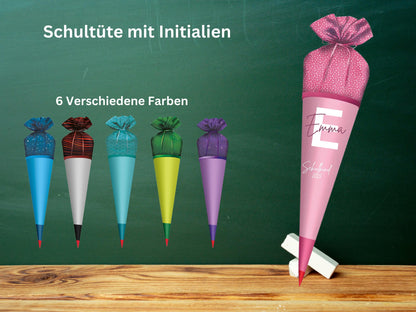 Schultüte aus Stoff | mit Initialen| Personalisiert mit Namen | Wunschname | Mädchen | Junge