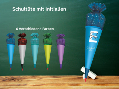 Schultüte aus Stoff | mit Initialen| Personalisiert mit Namen | Wunschname | Mädchen | Junge
