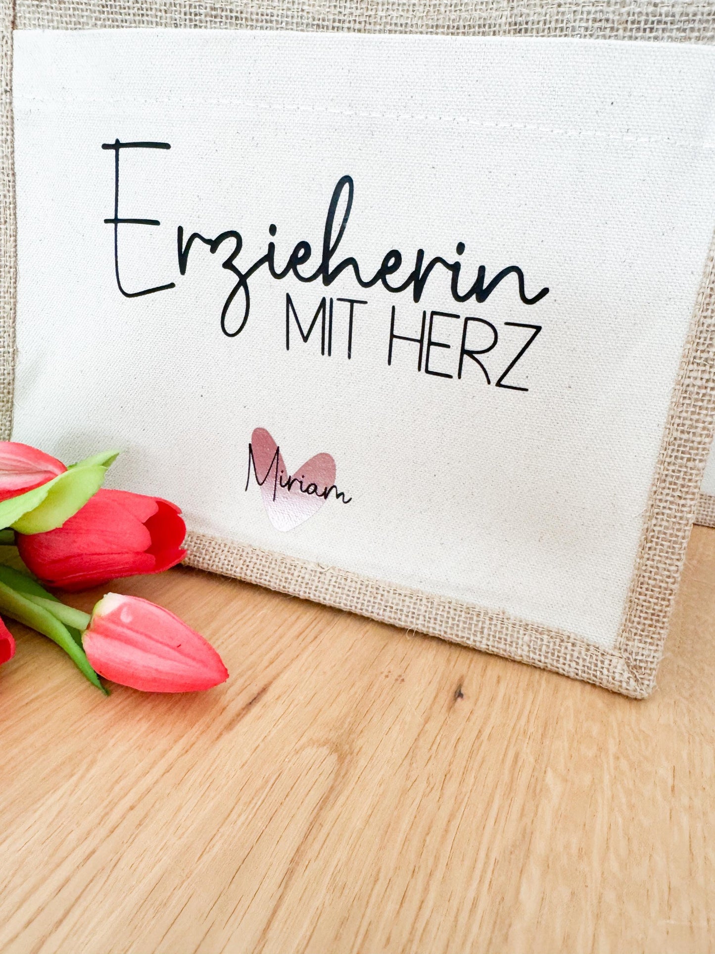 Jutetasche Erzieherin mit Herz | Geschenktasche | Dankeschön | Lehrerin Abschiedsgeschenk | personalisiert