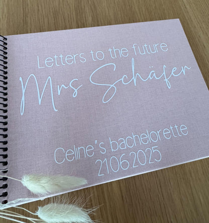 Erinnerungsalbum JGA | letters to the Future | Brautparty Fotoalbum | personalisiertes Album aus Leinen | Junggesellinnenabschied