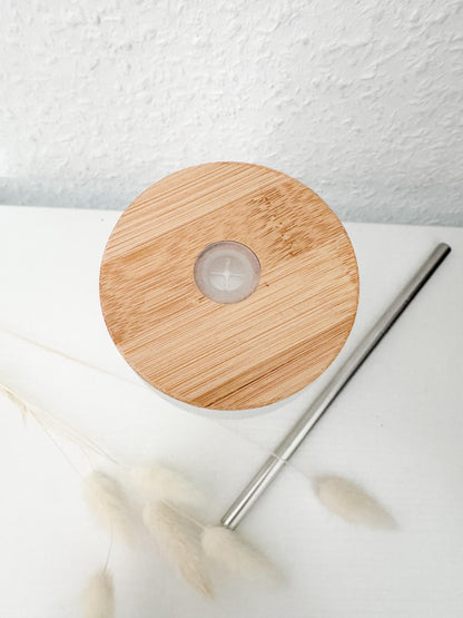 Trinkglas Matcha“ | mit Deckel und Strohalm | Matcha Babe 400ml 550ml | Bambusdeckel