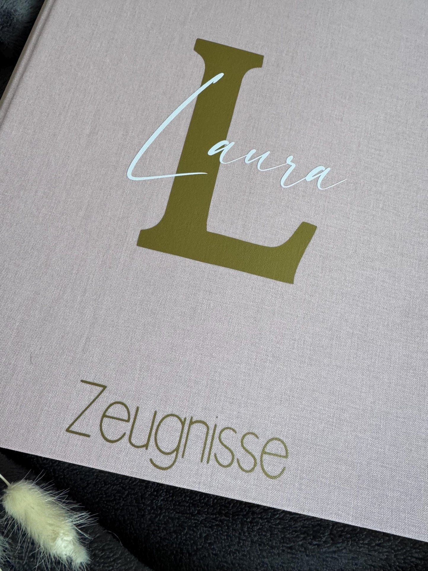 Zeugnismappe Leinen | mit Namen personalisiert | Einschulung | Dokumentenmappe | Ringbuch | Zeugnismappe für Kinder | Gold