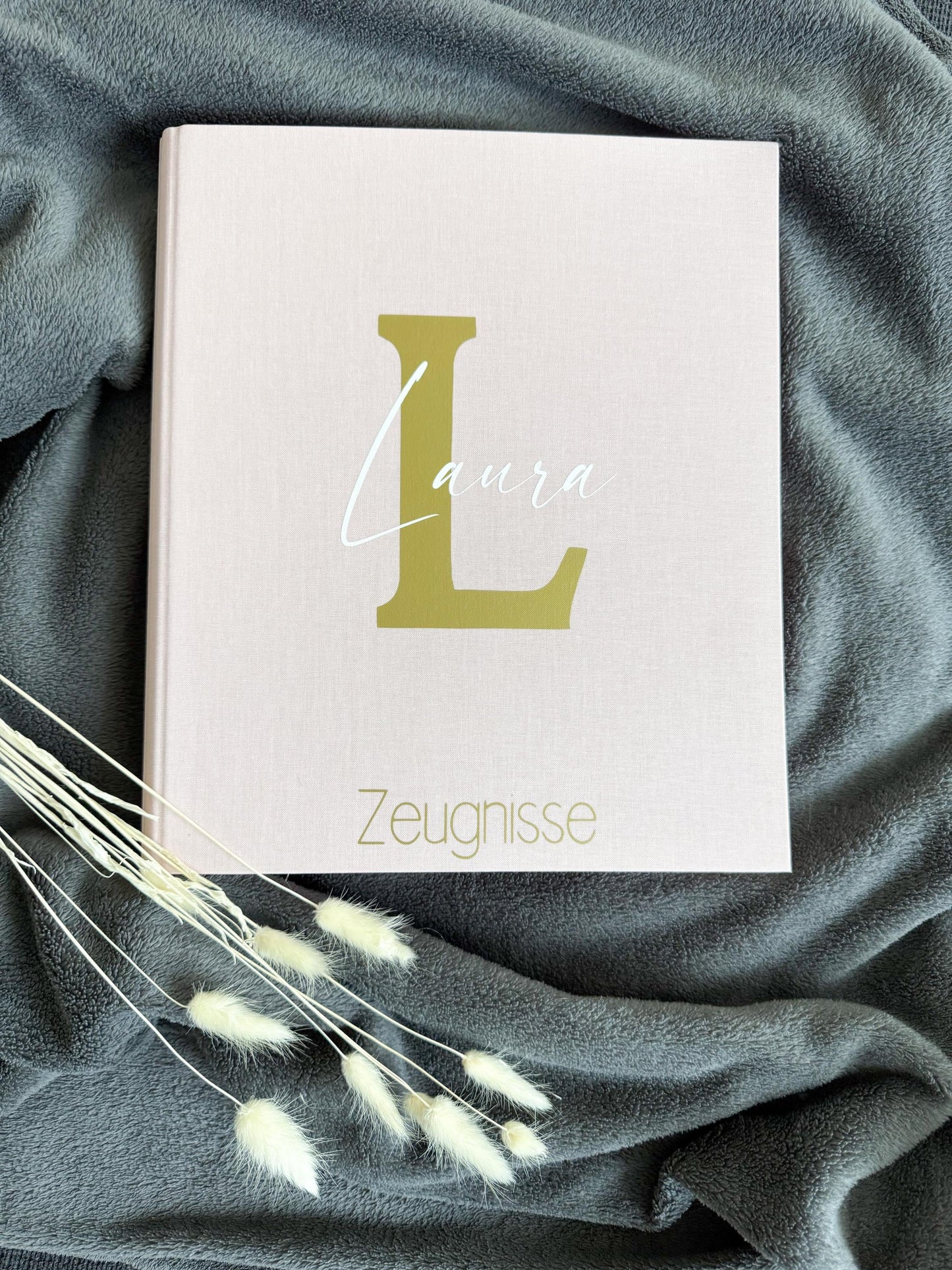 Zeugnismappe Leinen | mit Namen personalisiert | Einschulung | Dokumentenmappe | Ringbuch | Zeugnismappe für Kinder | Gold