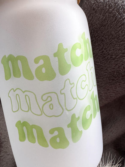 Trinkglas Matcha“ | mit Deckel und Strohalm | Matcha Babe 400ml 550ml | Bambusdeckel