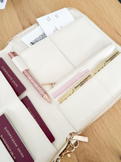 Travel Organizer personalisiert | Reisemappe aus PU-Leder mit Namen | Geschenk Familie & Vielreisende | Reisepasshülle personalisiert