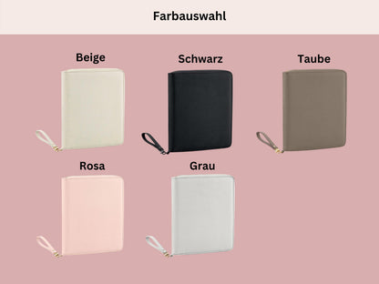 Personalisierter Familienplaner Organizer | Familien Kalender Mappe mit Namen | Geschenk personalisiert | Reißverschluss Planer Kunstleder